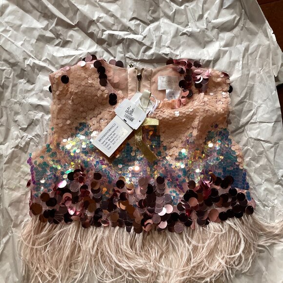 NWT BRAND NEW NEVER WORN BRONX & BANCO XL BLUSH FEATHER Farah Rose Sequins Set - Picture 6 of 14